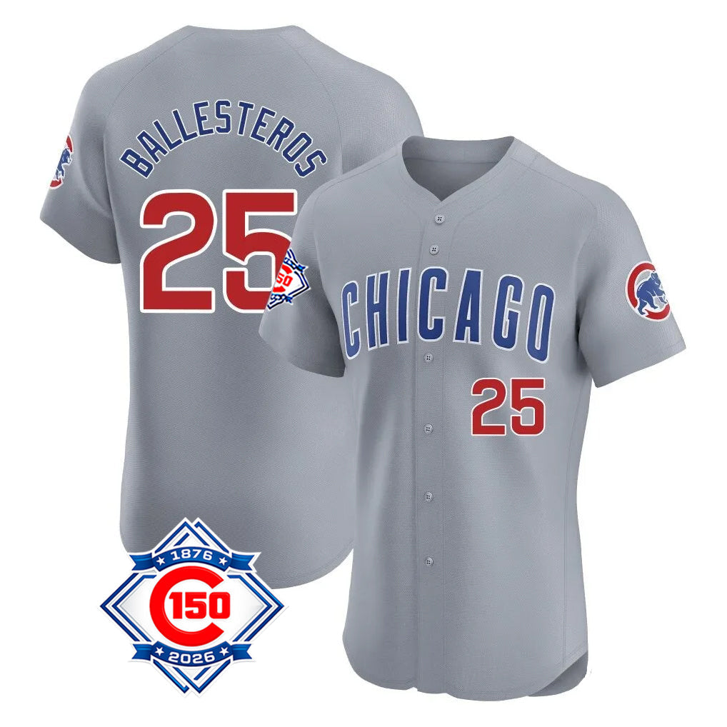 Boles C.Cubs #25 Mois¨¦s Ballesteros Player Gray Road 150th Anniversary Limited Elite Home Stitched Jerseys