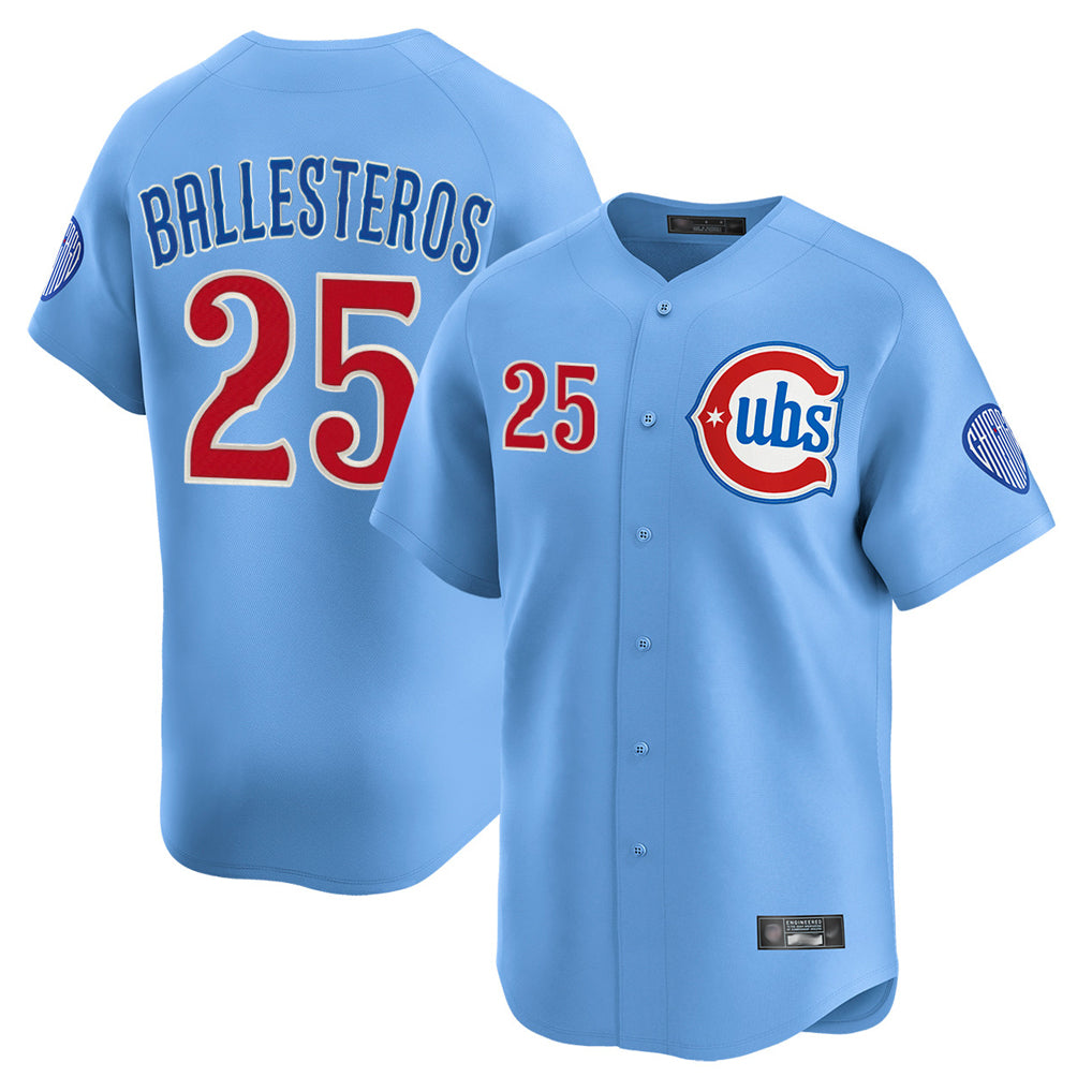 Boles C.Cubs #25 Mois¨¦s Ballesteros Player Light Blue Limited Home Stitched Jerseys