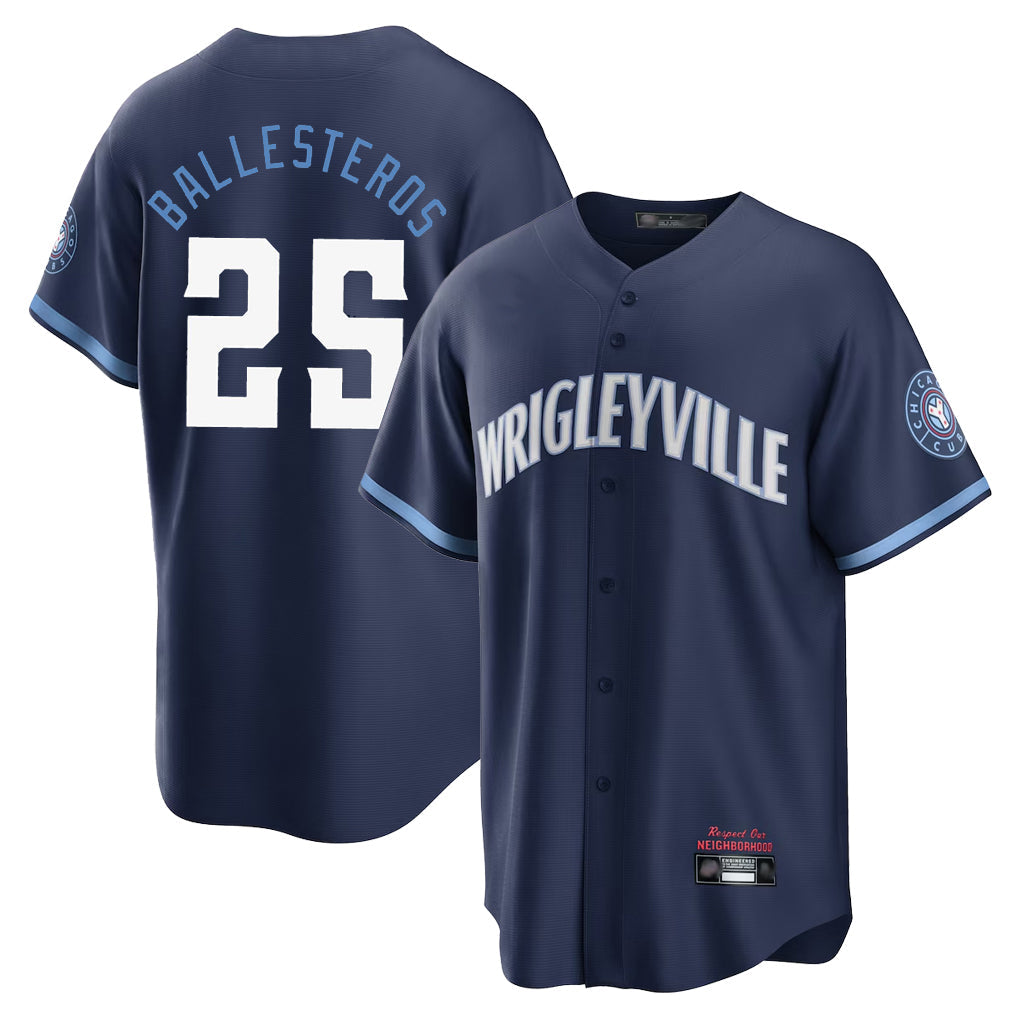 Boles C.Cubs #25 Mois¨¦s Ballesteros Player Navy City Connect Home Game Stitched Jerseys