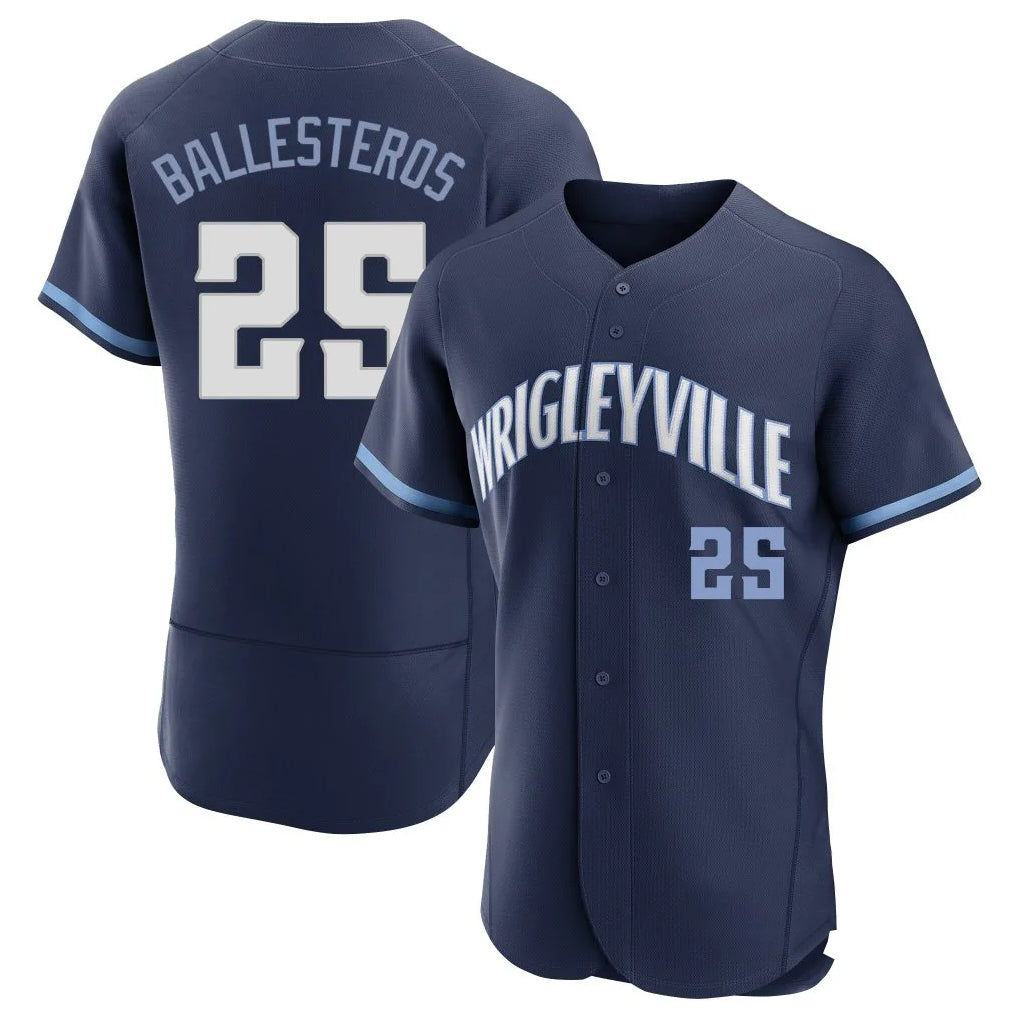 Boles C.Cubs #25 Mois¨¦s Ballesteros Player Navy City Connect Limited Elite Home Stitched Jerseys
