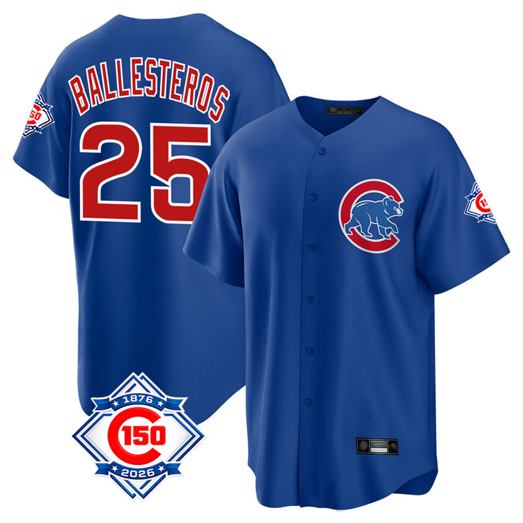 Boles C.Cubs #25 Mois¨¦s Ballesteros Player Royal 150th Anniversary Home Game Stitched Jerseys