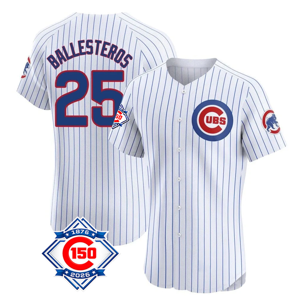 Boles C.Cubs #25 Mois¨¦s Ballesteros Player White 150th Anniversary Limited Elite Home Game Stitched Jerseys