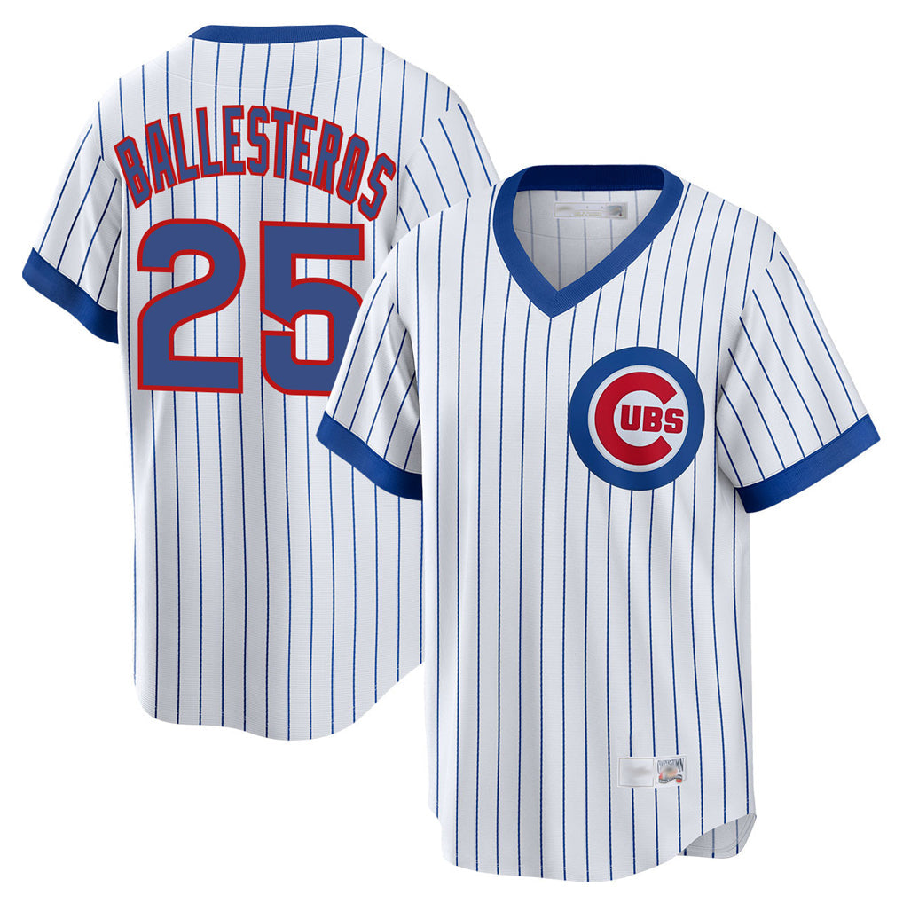 Boles C.Cubs #25 Mois¨¦s Ballesteros Player White T-shirt Cooperstown Collection Limited Stitched Jerseys