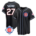 Boles C.Cubs #27 Seiya Suzuki Player Black Fashion Out 150th Anniversary Game Stitched Jerseys