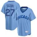 Boles C.Cubs #27 Seiya Suzuki Player Blue T-shirt Cooperstown Collection Limited Stitched Jerseys