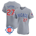 Boles C.Cubs #27 Seiya Suzuki Player Gray Road 150th Anniversary Limited Elite Home Stitched Jerseys