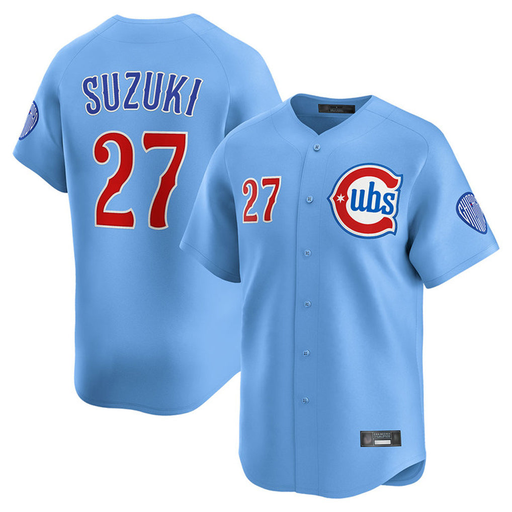 Boles C.Cubs #27 Seiya Suzuki Player Light Blue Limited Home Stitched Jerseys