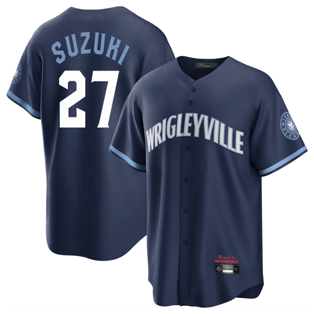 Boles C.Cubs #27 Seiya Suzuki Player Navy City Connect Home Game Stitched Jerseys