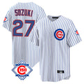 Boles C.Cubs #27 Seiya Suzuki Player White 150th Anniversary Home Game Stitched Jerseys