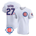 Boles C.Cubs #27 Seiya Suzuki Player White 150th Anniversary Limited Elite Home Game Stitched Jerseys