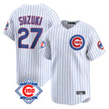 Boles C.Cubs #27 Seiya Suzuki Player White 150th Anniversary Limited Home Game Stitched Jerseys
