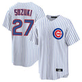 Boles C.Cubs #27 Seiya Suzuki Player White Game Home Stitched Jerseys