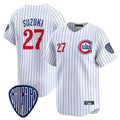 Boles C.Cubs #27 Seiya Suzuki Player White Pinstripe Vapor Premier Limited Home Stitched Jerseys