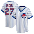 Boles C.Cubs #27 Seiya Suzuki Player White T-shirt Cooperstown Collection Limited Stitched Jerseys