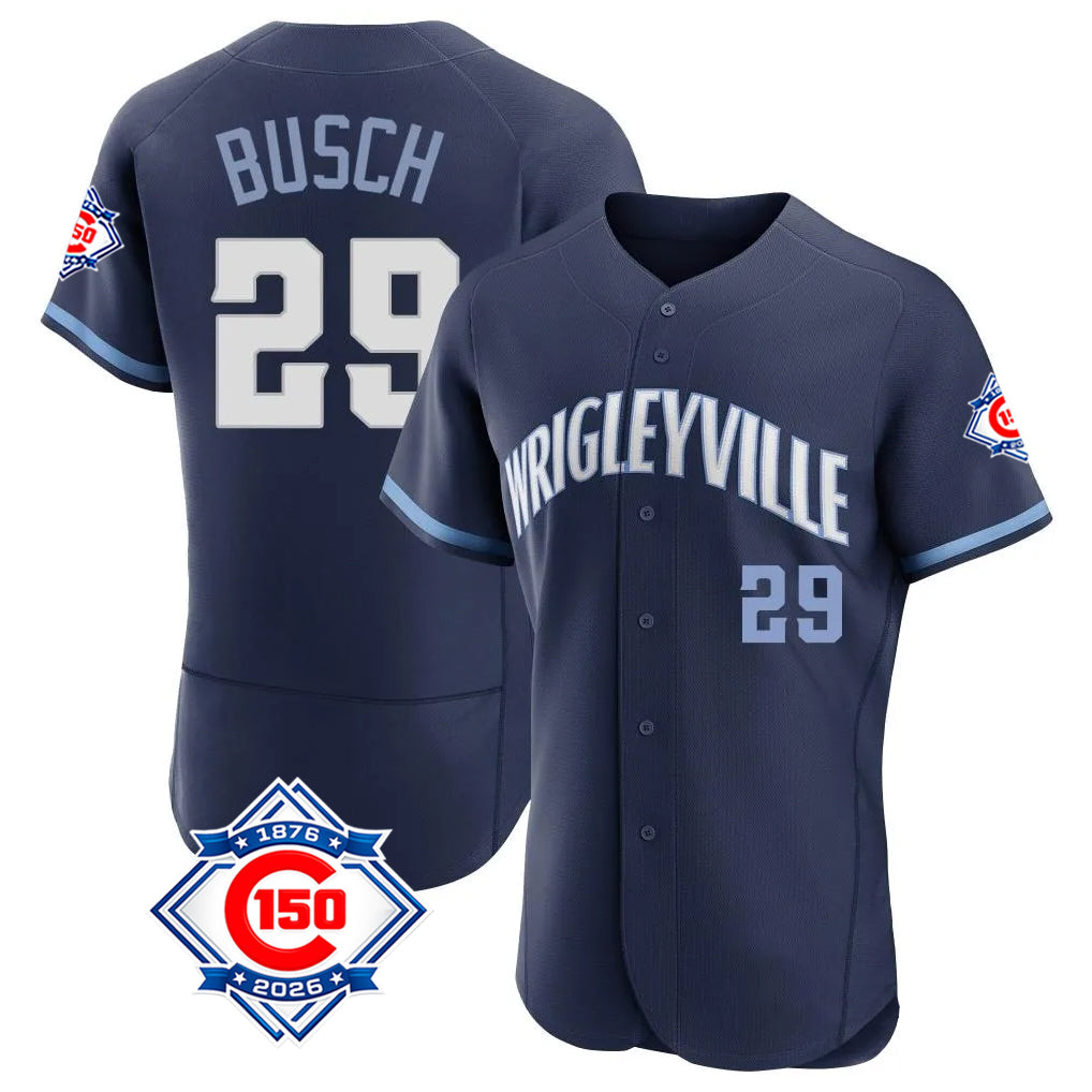 Boles C.Cubs #29 Michael Busch Player Navy City Connect 150th Anniversary Limited Elite Home Stitched Jerseys