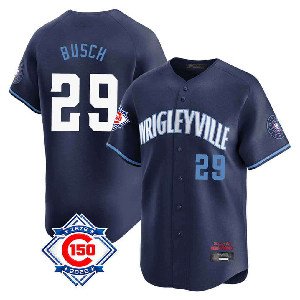 Boles C.Cubs #29 Michael Busch Player Navy City Connect 150th Anniversary Limited Home Stitched Jerseys