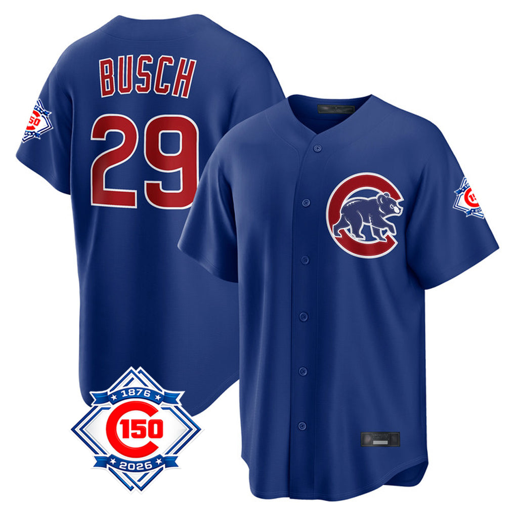 Boles C.Cubs #29 Michael Busch Player Royal 150th Anniversary Home Game Stitched Jerseys