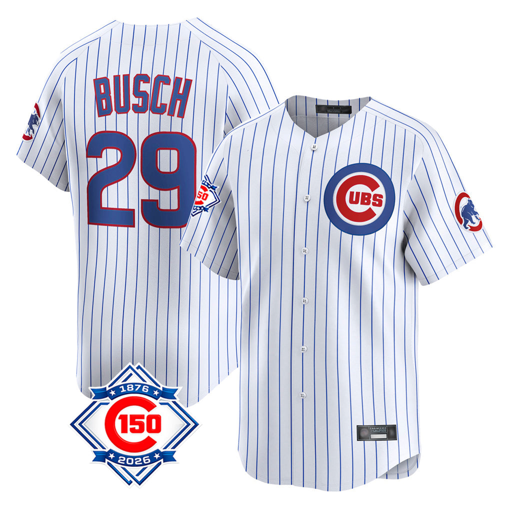 Boles C.Cubs #29 Michael Busch Player White 150th Anniversary Limited Home Game Stitched Jerseys