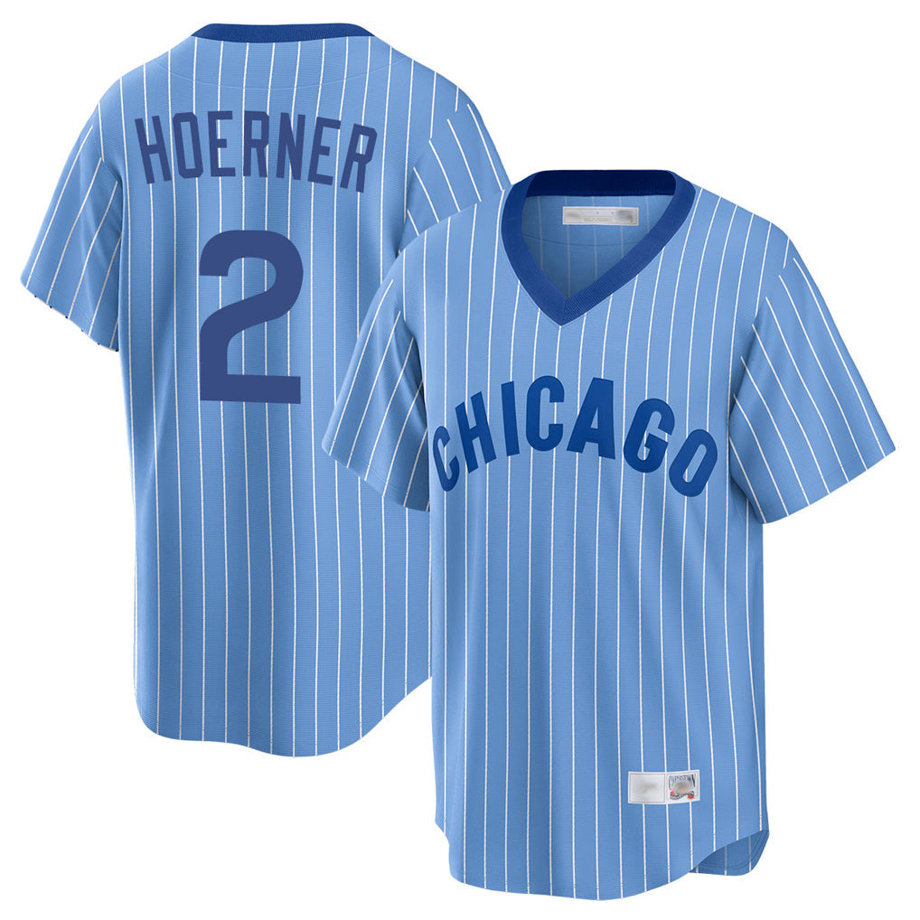 Boles C.Cubs #2 Nico Hoerner Player Blue T-shirt Cooperstown Collection Limited Stitched Jerseys