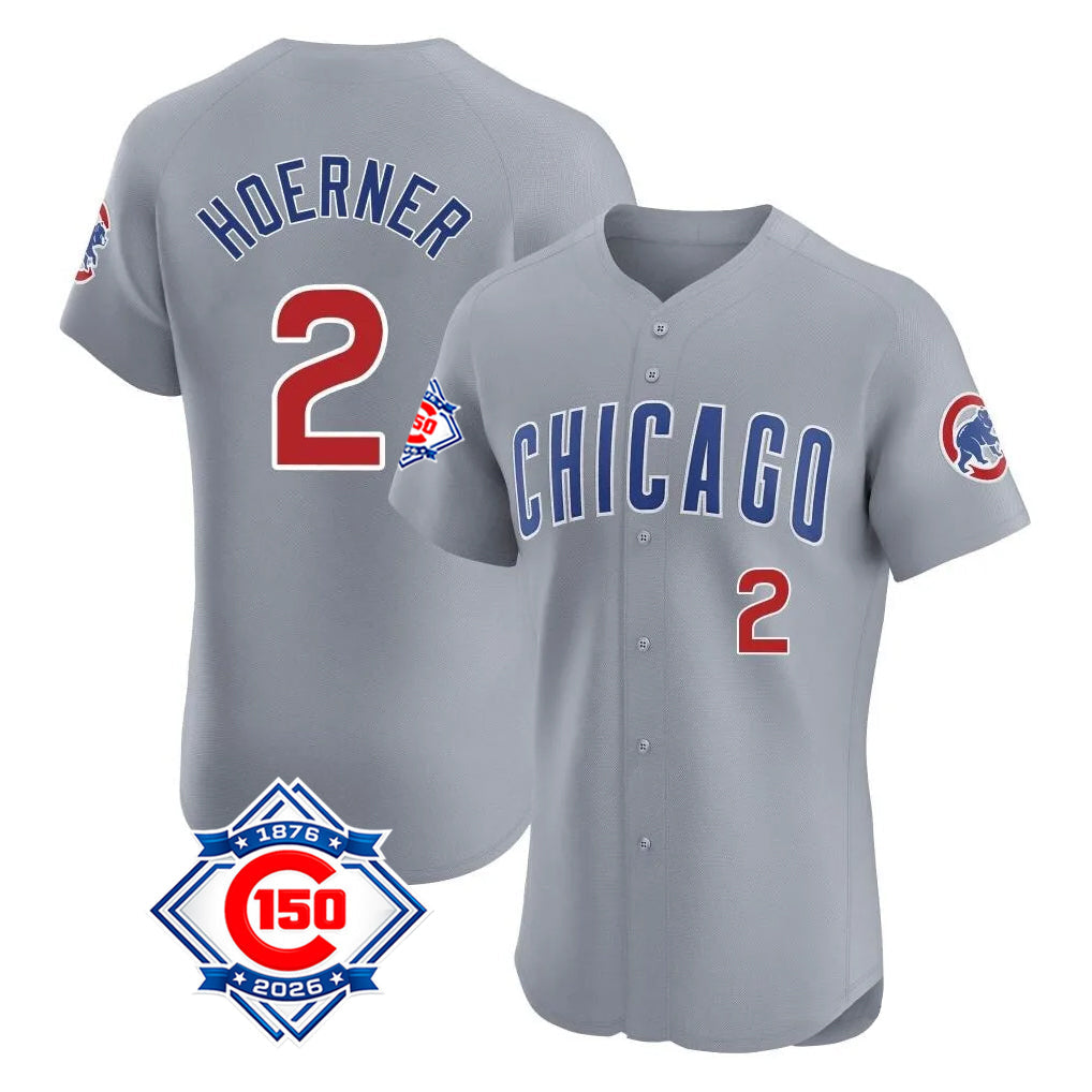 Boles C.Cubs #2 Nico Hoerner Player Gray Road 150th Anniversary Limited Elite Home Stitched Jerseys