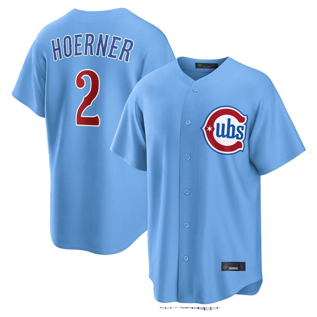 Boles C.Cubs #2 Nico Hoerner Player Light Blue Home Game Stitched Jerseys
