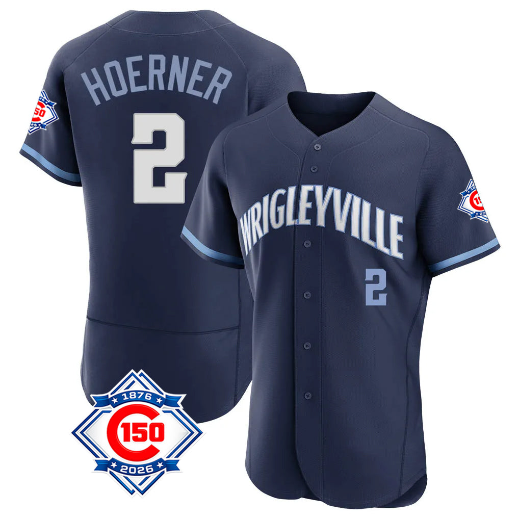 Boles C.Cubs #2 Nico Hoerner Player Navy City Connect 150th Anniversary Limited Elite Home Stitched Jerseys