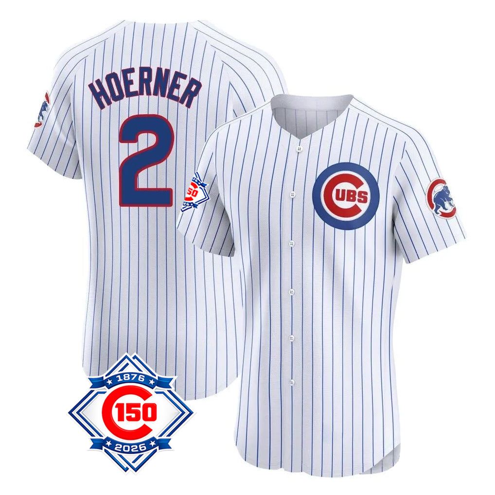 Boles C.Cubs #2 Nico Hoerner Player White 150th Anniversary Limited Elite Home Game Stitched Jerseys