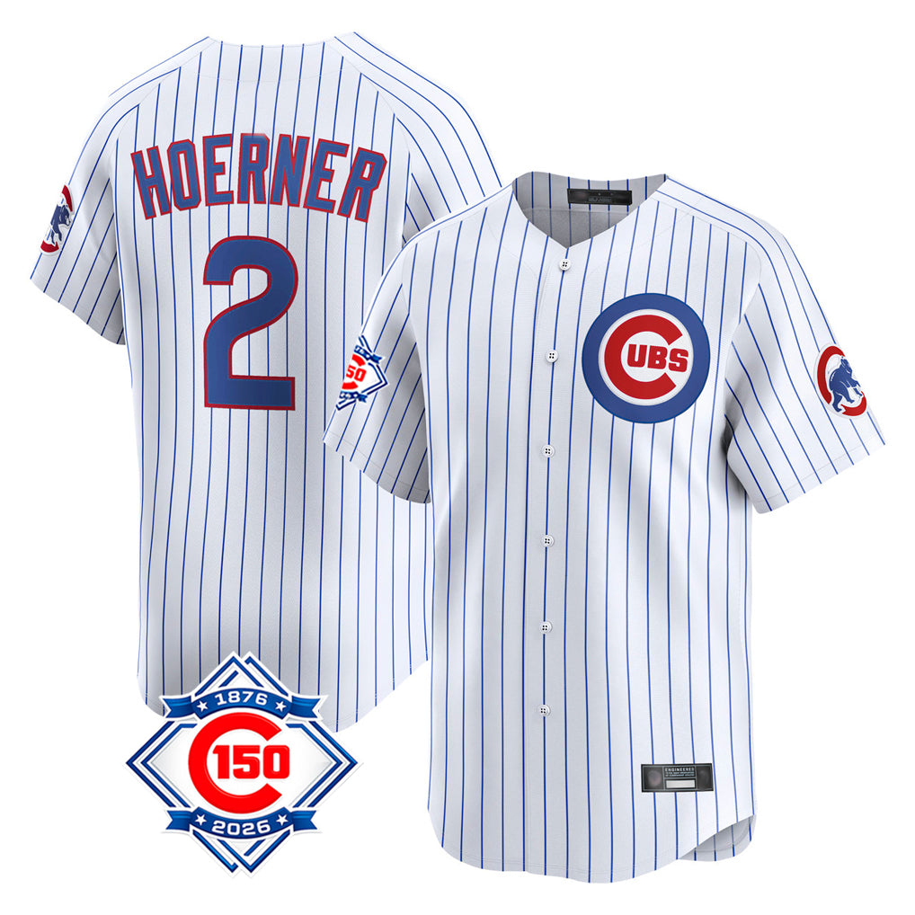 Boles C.Cubs #2 Nico Hoerner Player White 150th Anniversary Limited Home Game Stitched Jerseys