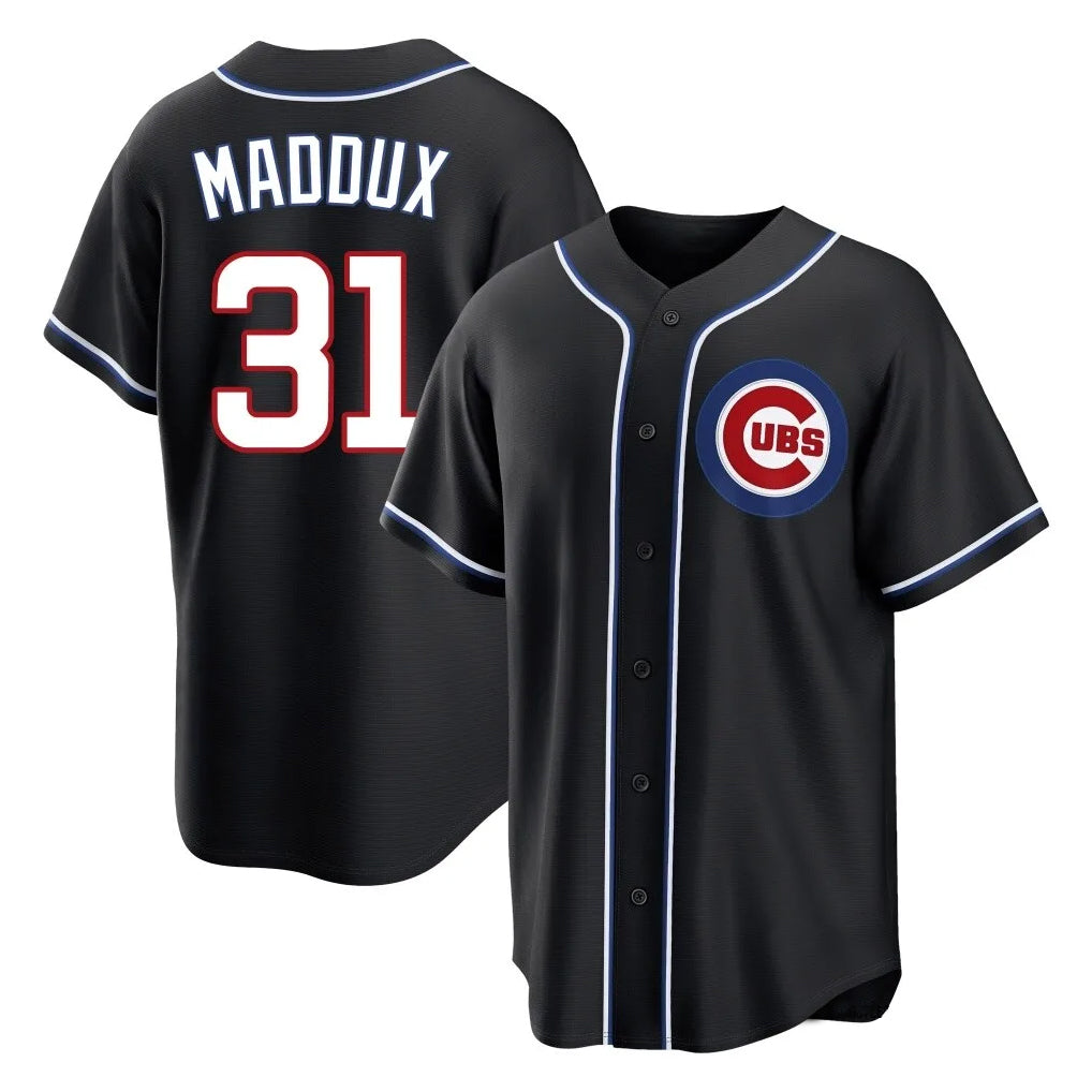 Boles C.Cubs #31 Greg Maddux Player Black Fashion Out Game Stitched Jerseys