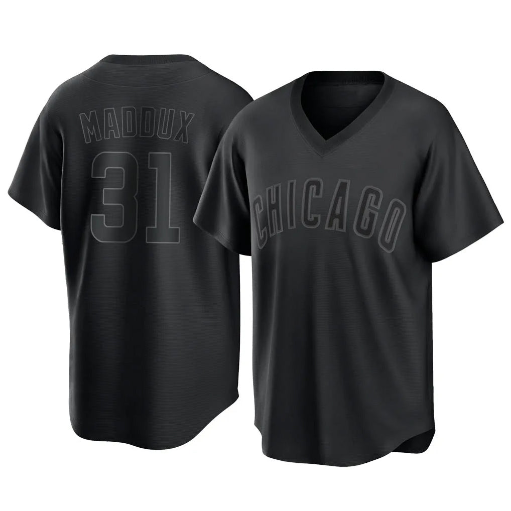 Boles C.Cubs #31 Greg Maddux Player Black T-shirt Home Game Stitched Jerseys
