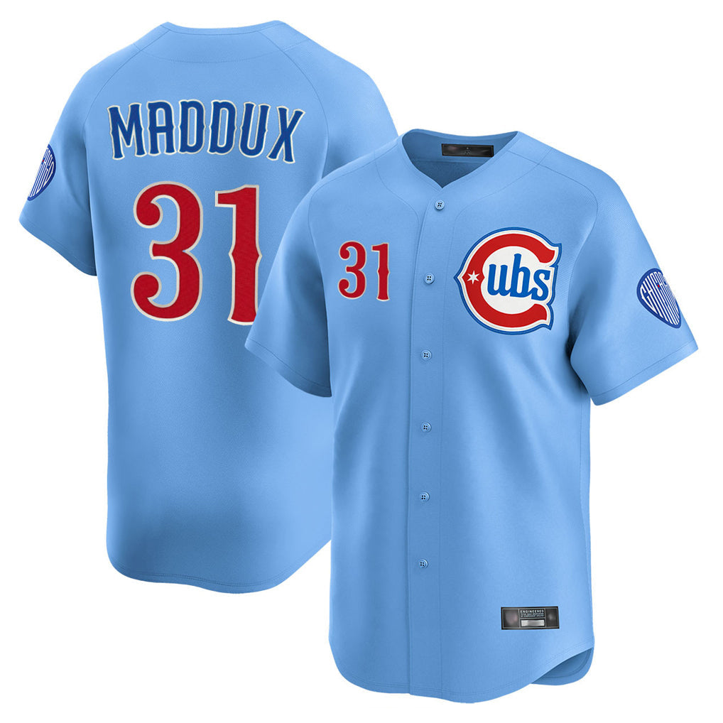 Boles C.Cubs #31 Greg Maddux Player Light Blue Limited Home Stitched Jerseys