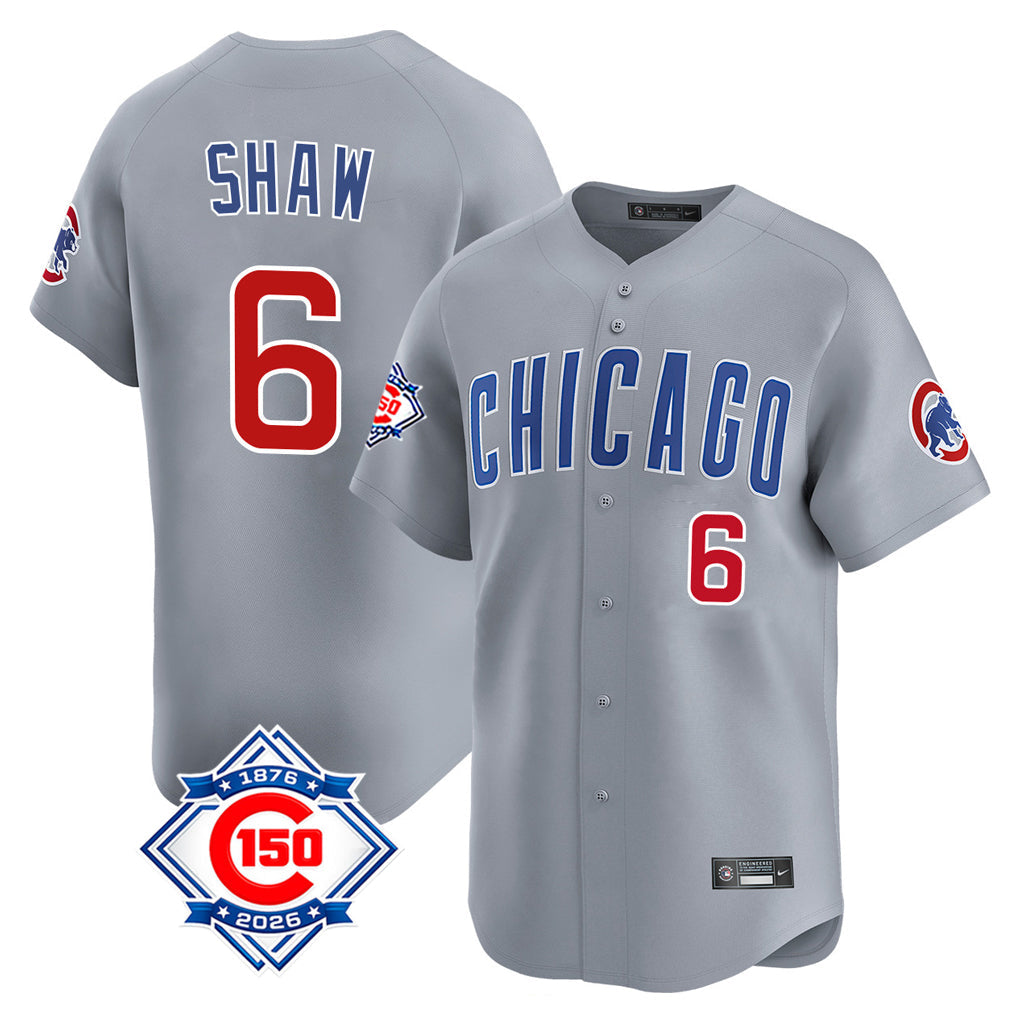 Boles C.Cubs #6 Matt Shaw Player Gray Road 150th Anniversary Limited Home Stitched Jerseys