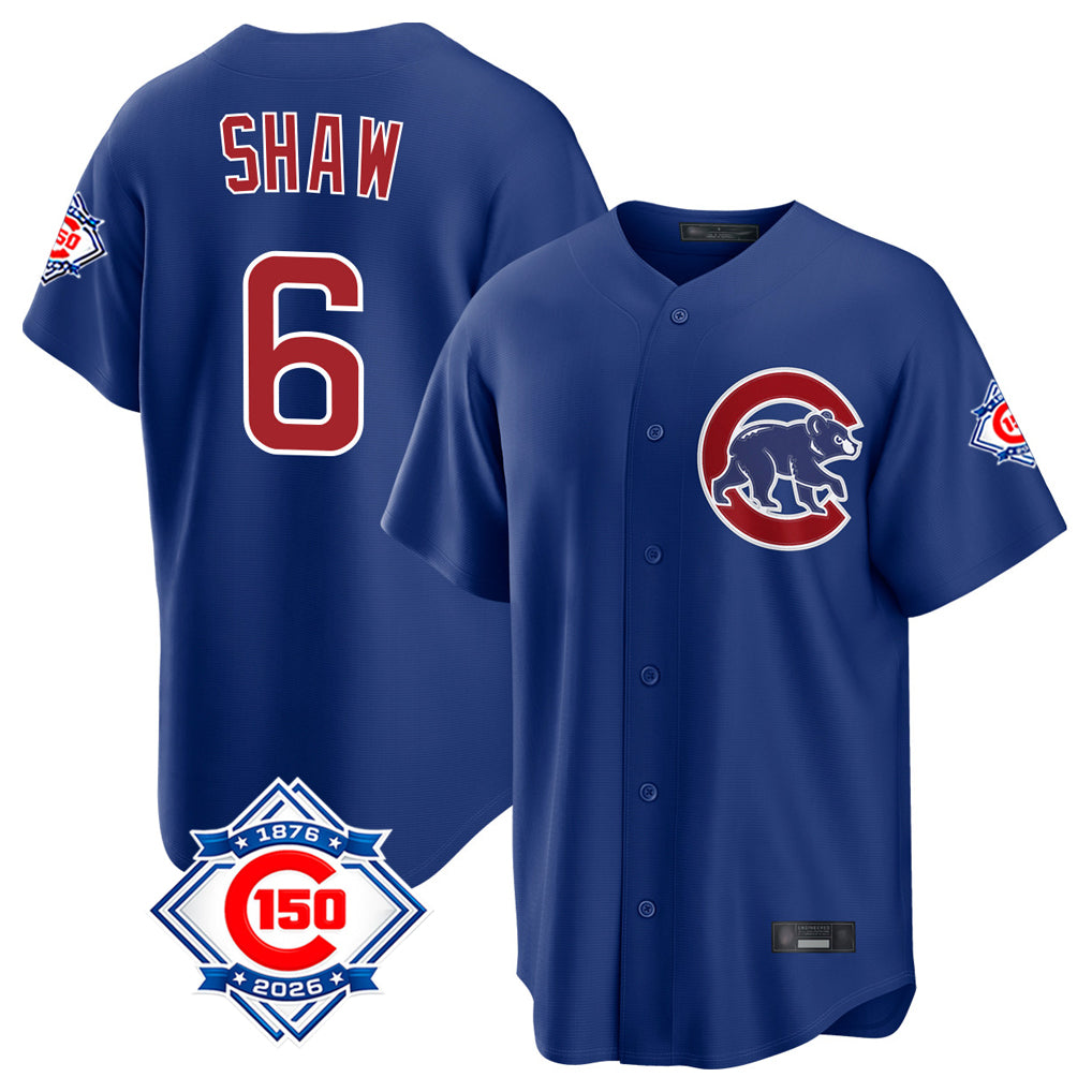 Boles C.Cubs #6 Matt Shaw Player Royal 150th Anniversary Home Game Stitched Jerseys