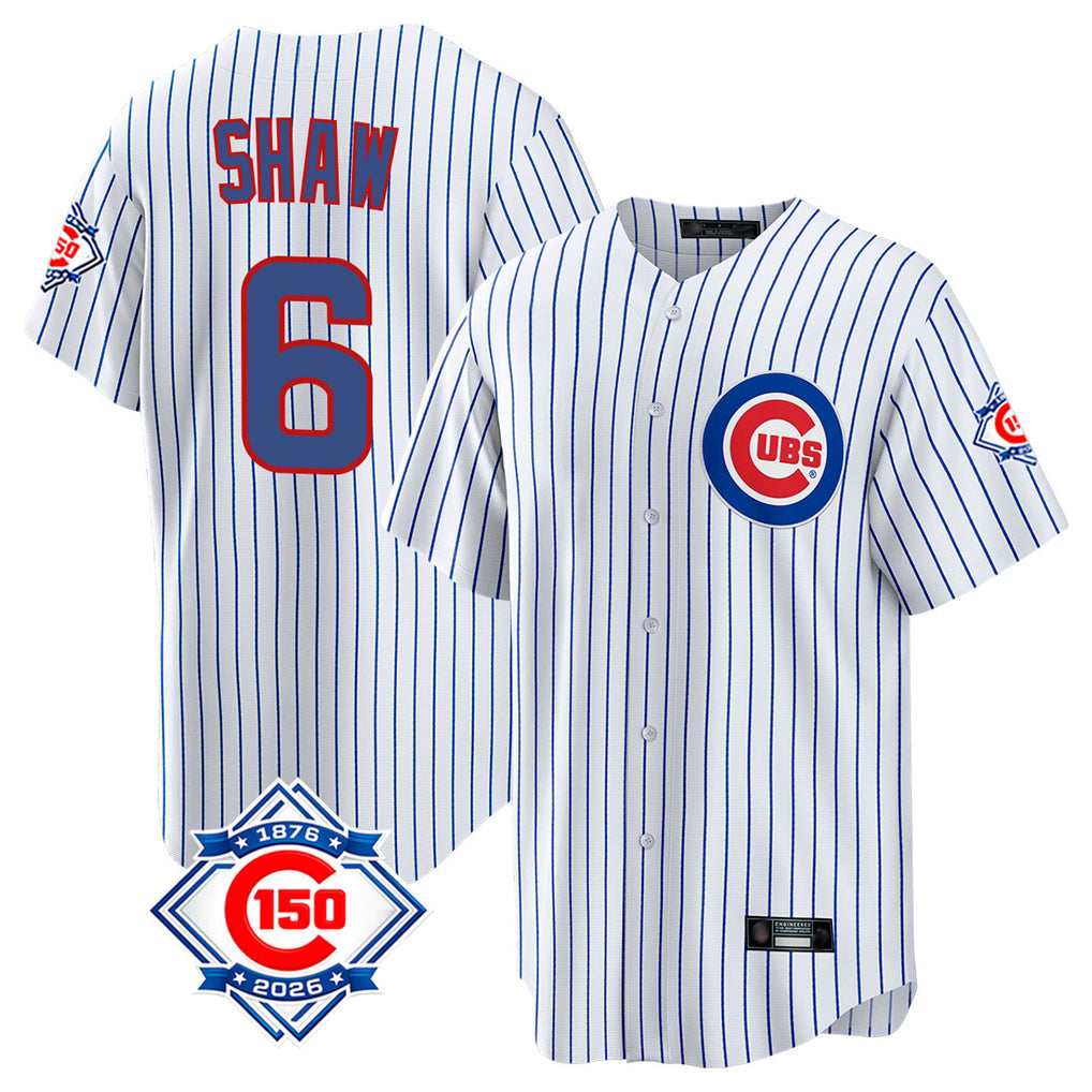 Boles C.Cubs #6 Matt Shaw Player White 150th Anniversary Home Game Stitched Jerseys