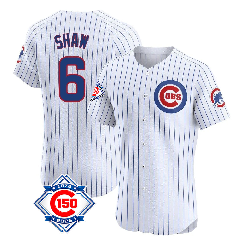 Boles C.Cubs #6 Matt Shaw Player White 150th Anniversary Limited Elite Home Game Stitched Jerseys