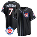 Boles C.Cubs #7 Dansby Swanson Player Black Fashion Out 150th Anniversary Game Stitched Jerseys