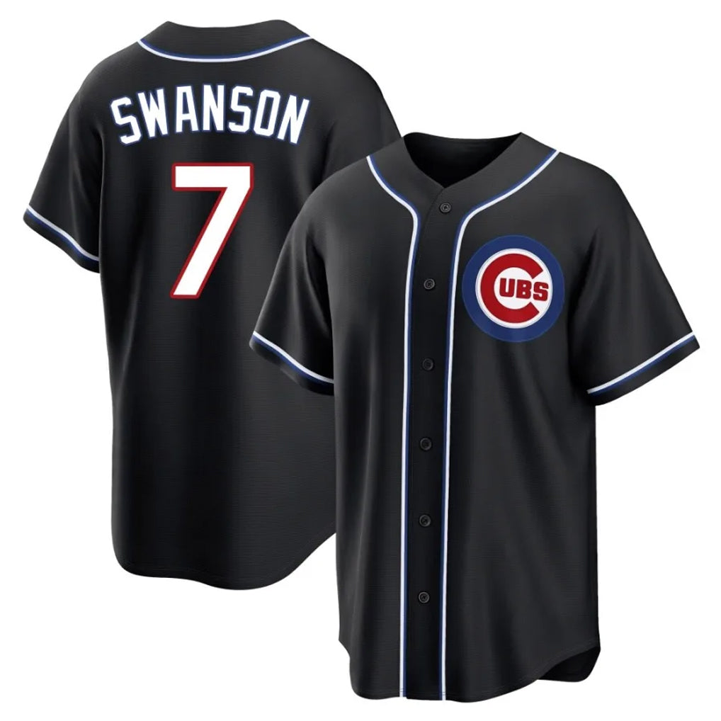 Boles C.Cubs #7 Dansby Swanson Player Black Fashion Out Game Stitched Jerseys