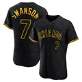 Boles C.Cubs #7 Dansby Swanson Player Black Snake Skin City Limited Elite Home Game Stitched Jerseys