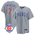 Boles C.Cubs #7 Dansby Swanson Player Gray 150th Anniversary Home Game Stitched Jerseys