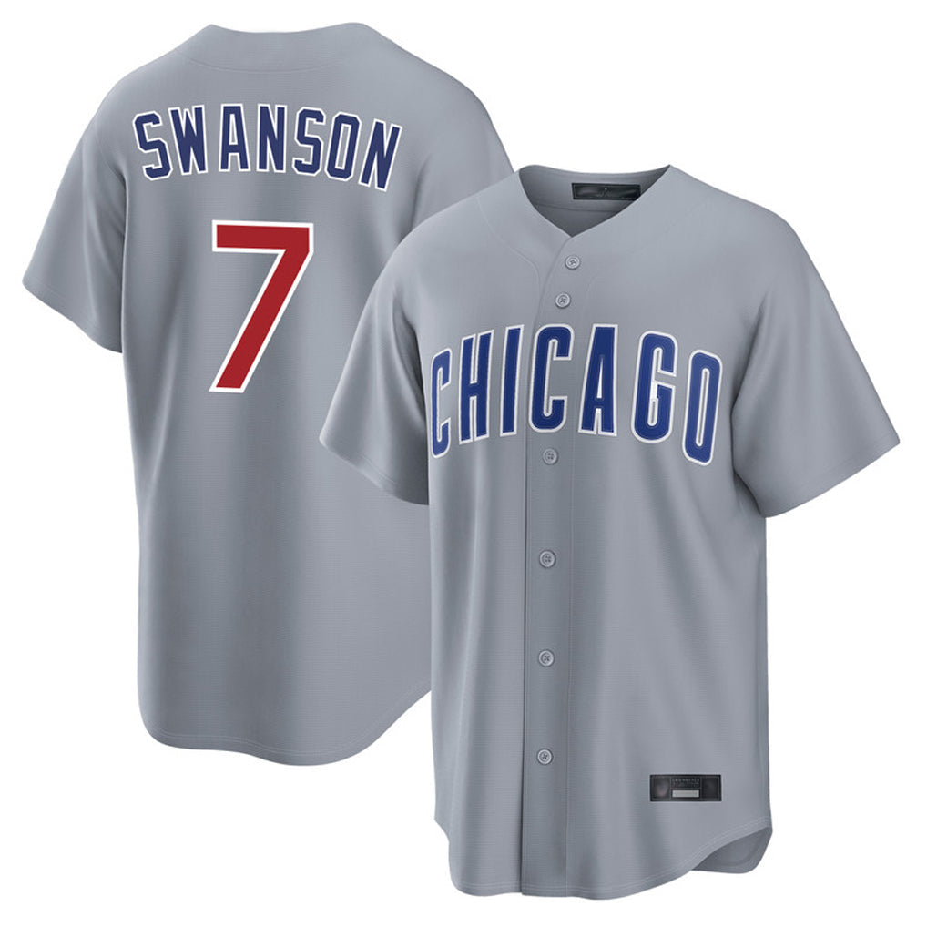 Boles C.Cubs #7 Dansby Swanson Player Gray Home Game Stitched Jerseys