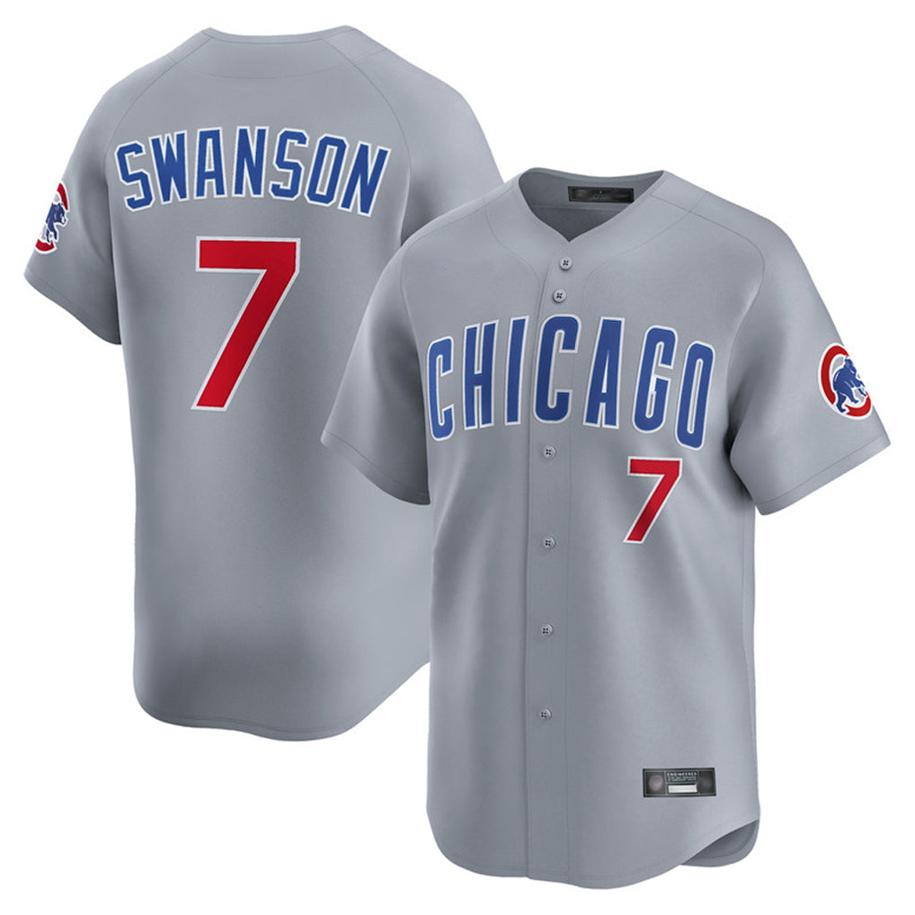 Boles C.Cubs #7 Dansby Swanson Player Gray Road Limited Home Stitched Jerseys