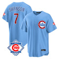 Boles C.Cubs #7 Dansby Swanson Player Light Blue 150th Anniversary Home Game Stitched Jerseys