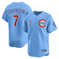 Boles C.Cubs #7 Dansby Swanson Player Light Blue Limited Home Stitched Jerseys