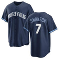Boles C.Cubs #7 Dansby Swanson Player Navy City Connect Home Game Stitched Jerseys