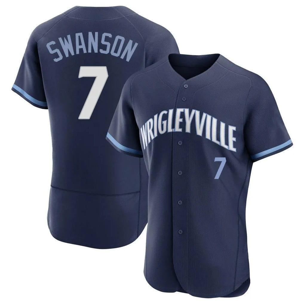 Boles C.Cubs #7 Dansby Swanson Player Navy City Connect Limited Elite Home Stitched Jerseys