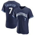 Boles C.Cubs #7 Dansby Swanson Player Navy City Connect Limited Elite Home Stitched Jerseys