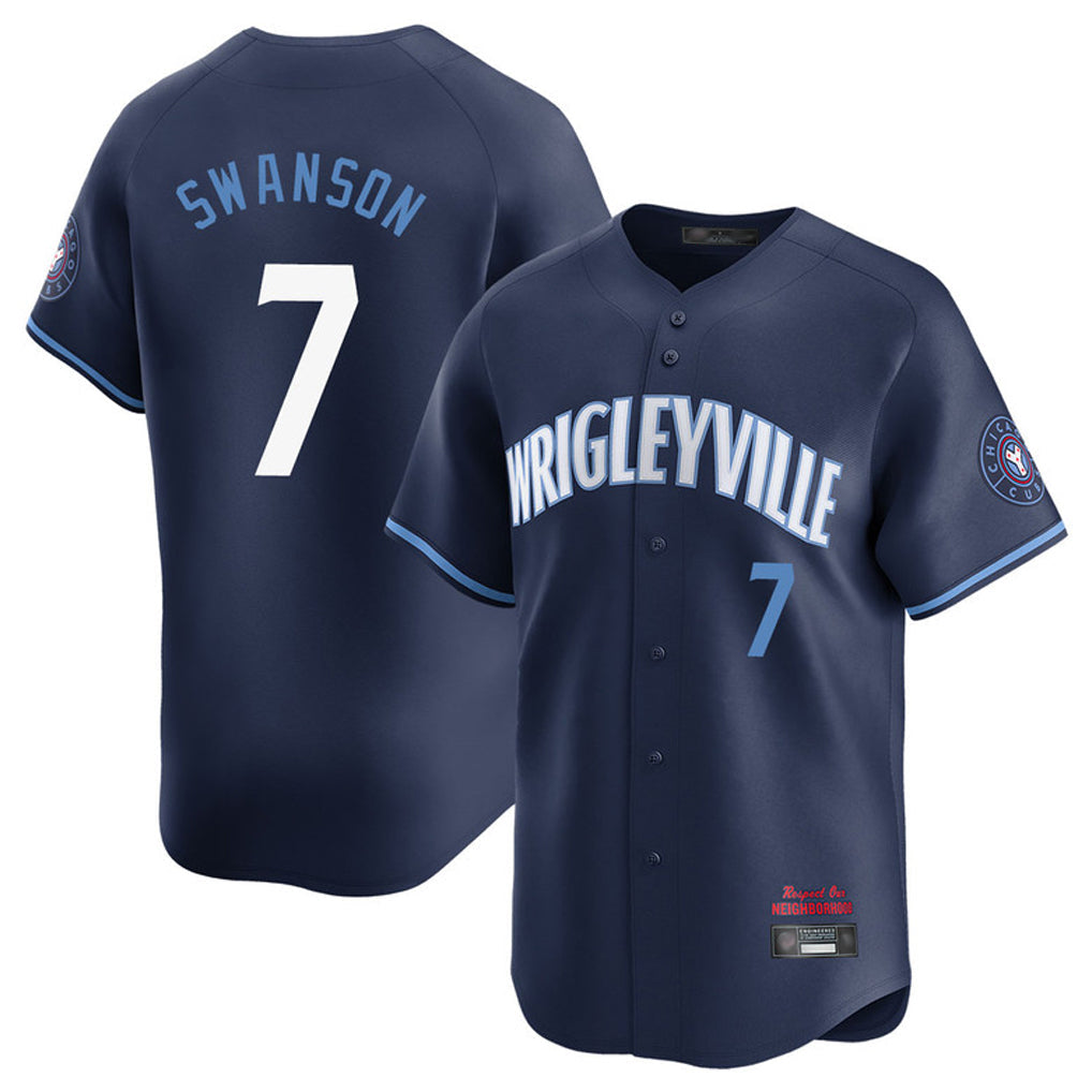 Boles C.Cubs #7 Dansby Swanson Player Navy City Connect Limited Home Stitched Jerseys