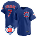 Boles C.Cubs #7 Dansby Swanson Player Royal 150th Anniversary Limited Home Stitched Jerseys