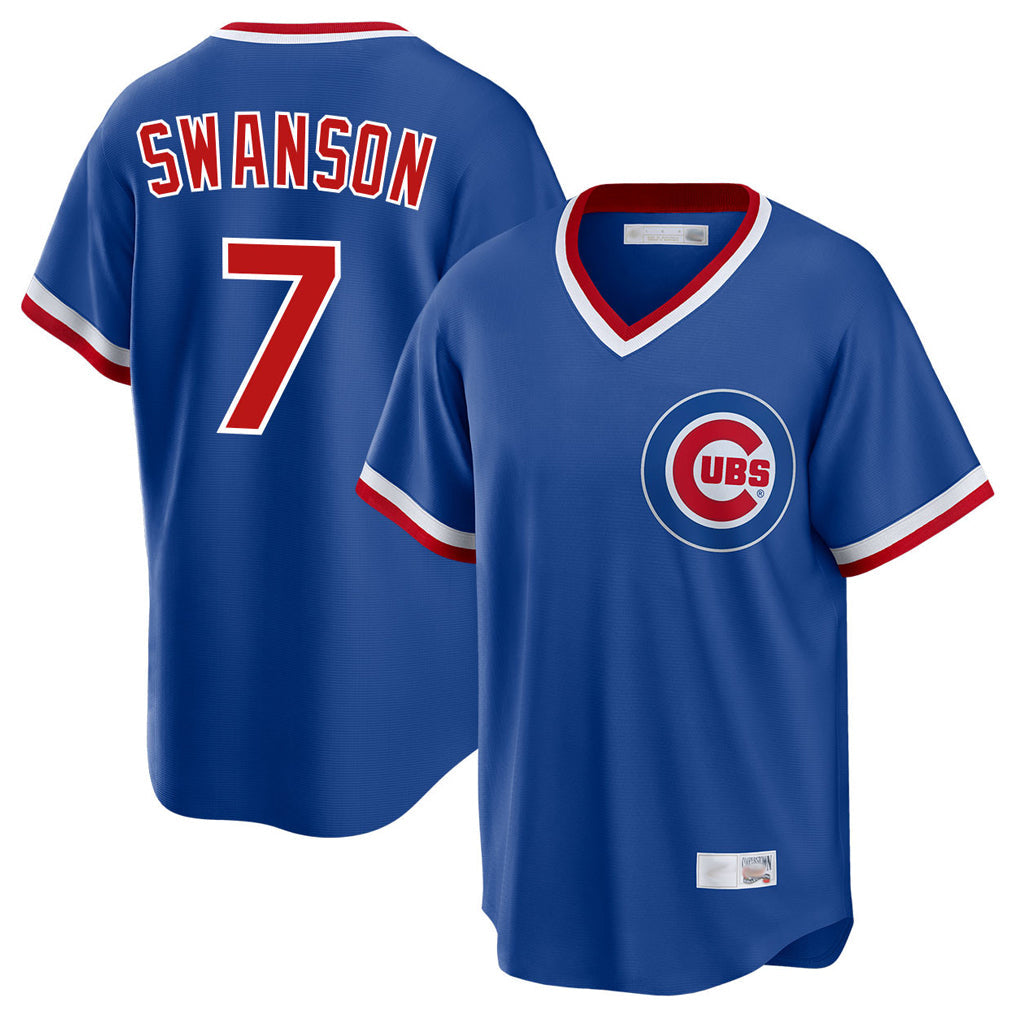 Boles C.Cubs #7 Dansby Swanson Player Royal T-shirt Cooperstown Collection Limited Stitched Jerseys