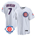 Boles C.Cubs #7 Dansby Swanson Player White 150th Anniversary Game Home Stitched Jerseys
